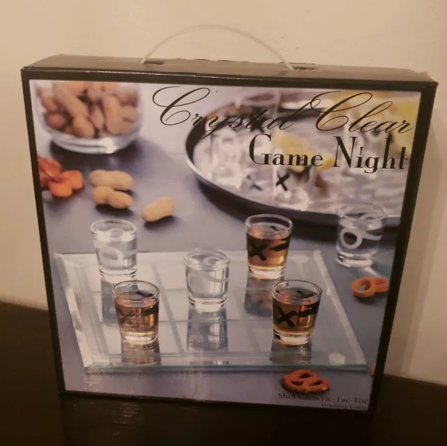 Crystal Clear Game Night Tic Tac Toe Shot Glass Drinking Game