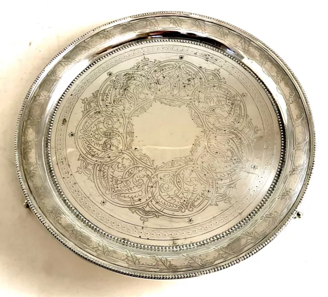 Antico Salver argento inglese massiccio con marchio Hall LONDRA 1881 Thomas Bradbury & Son
