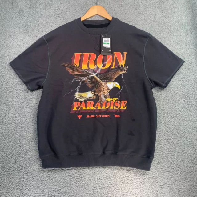 UNDER ARMOUR MENS Project Rock Iron Paradise Cutoff Sweatshirt Large 