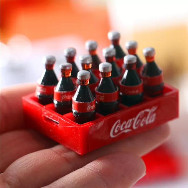 12x 1:12 Dollhouse Bottle Cola Coke with Tray Set  Miniature Soda Beverage Drink