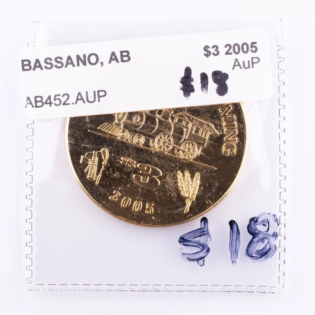 $3 2005 Bassano, Alberta AB452 AuP Canadian Municipal Token