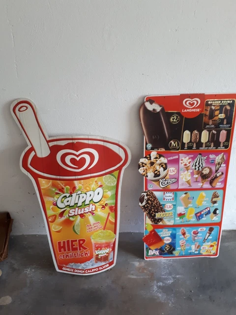 LANGNESE EISKARTE EISSCHILD Eistafel Preistafel Calippo Slush. EUR 39 ...