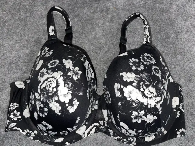 LANE BRYANT CACIQUE Bra 40DD French Full Coverage Cooling Black White  Floral $29.99 - PicClick