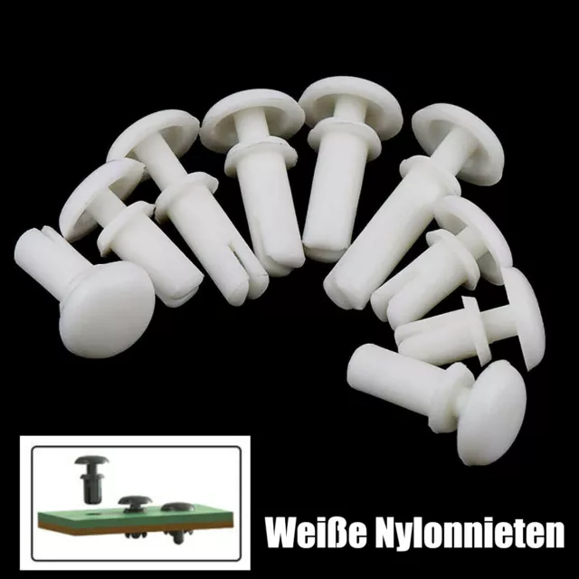 Weiß Kunststoff Befestigungsclips Spreiznieten Nylon66 Nieten R2,2.6,3,3.5,4,5,6