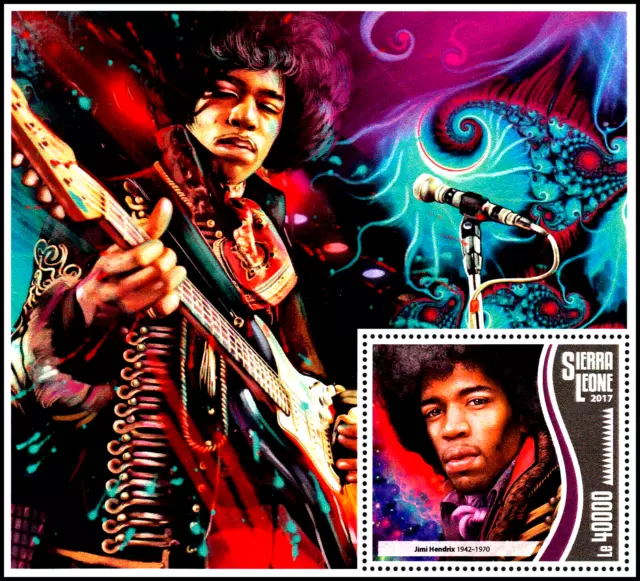 MNH Block Jimi Hendrix Sänger Usa Komponist Rock E Gitarre Gitarrist Musiker/194