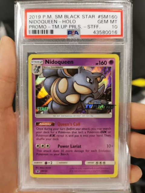 Pokemon TCG Cards Prerelease Nidoqueen SM160 Team Up Promo Holo Staff psa 10