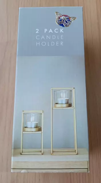 2 Pack Candle Holder Gold Metalic Wedding Xmas Gift etc BNIB