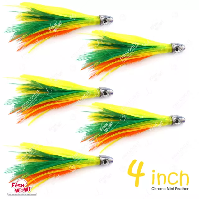 10PCS 4 MINI tuna feather 1/2oz Bullet chrome Head lures squid Red White  Fish $32.88 - PicClick