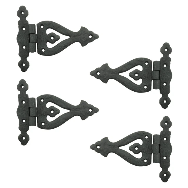 Black Wrought Iron Door Hinge 5 3/8 Inch RSF Finish Barn Door Hinges Pack of 4