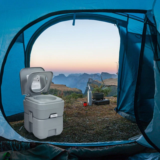 Campingtoilette 20L+12L Tragbar Mit Abnehmbarem Abwassertank Reisetoilette Grau