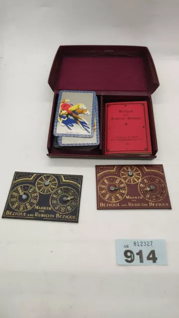 Bezique Game in Maroon Case 1933 Complete w/Playing Cards 2 Markers & Rules, VTG