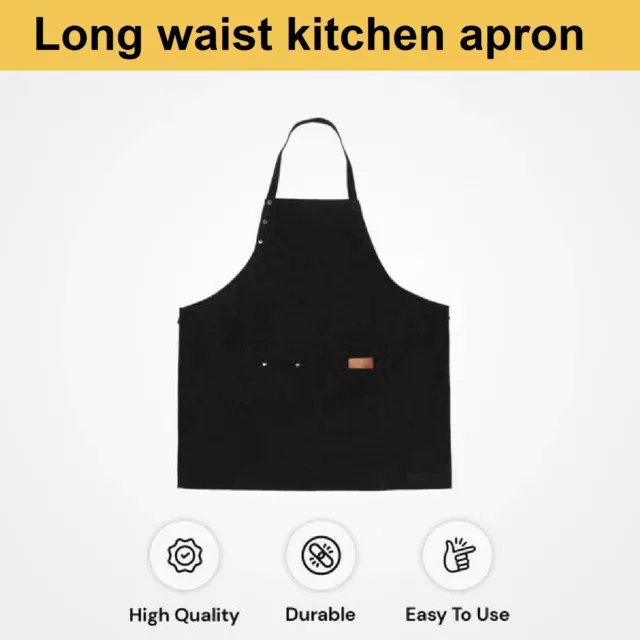 Plain Apron Bib Washable Pocket Butcher Waiter Chef Kitchen Cooking Craft Cafe