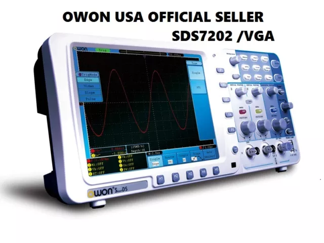 OWON 200Mhz Oscilloscope SDS7202V 1G/s 8" LAN VGA free firmware upgrade + Leads