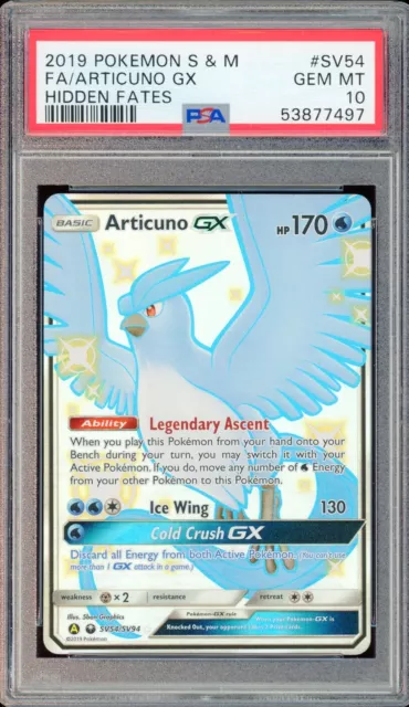 Psa 10 Gem Mint Shiny Articuno GX Hidden Fates SV54 Pok