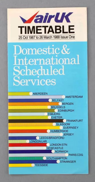 Air Uk Airline Timetable Winter 1987/88 Issue One