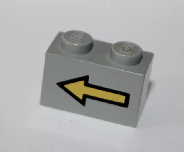 LEGO Espace Space Brick 1x2 Oldgray Yellow Left Arrow 3004p01 / Set 6931 6891