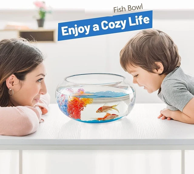 Small Fish Bowl Vase 2 Gallon White Glass Home Décor Aquarium Betta Fish Tank 8