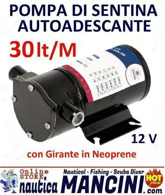 Pompa Di Sentina Autoadescante Corpo In Resina 12V - 30Lt/Min - Stagna Nautica