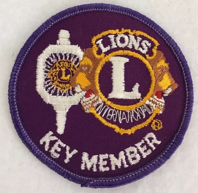 Patch Embroidered Lions International Key Member Purple Yellow Double Lion Head