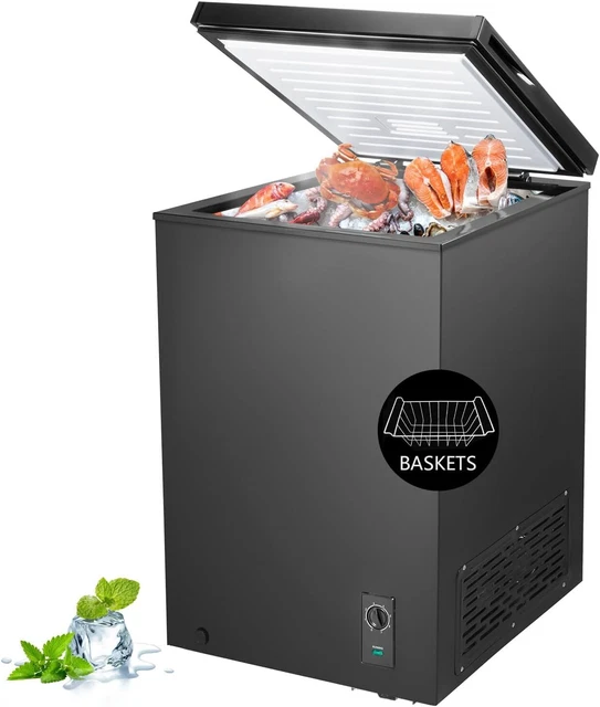 CHEST FREEZER 3.5 Cu.Ft, Upright Freezer, Adjustable Temperature, Black