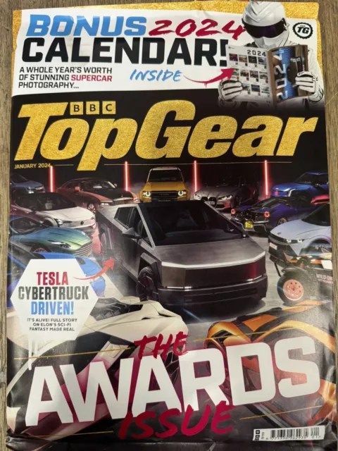 BBC Top Gear magazine Jan 2024 The Awards Issue. Cybertruck +  Supercar Calendar