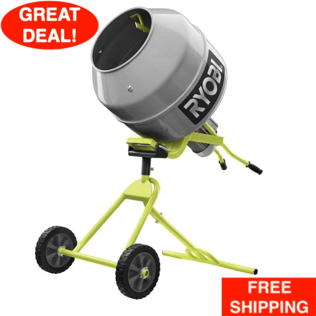 RYOBI 5.0 Cu. Ft. Portable Masonry Cement Concrete Mixer Building Materials NEW