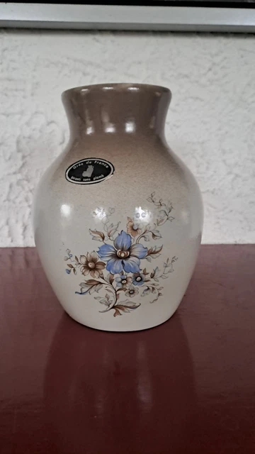 Vase Bouteille Grès Sablé Bleu 47cm Déco Intérieur