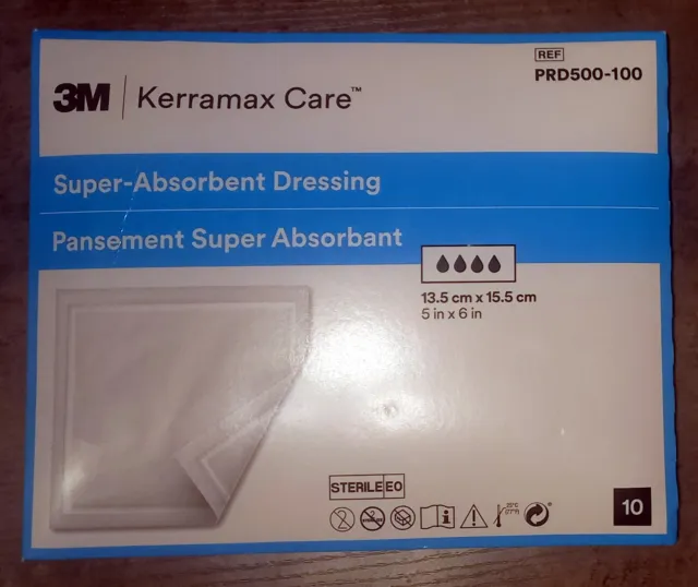 Kerramax Care PRD500-100 Super Absorbent Dressing 13.5cm x 15.5cm (5" x 6") x 10