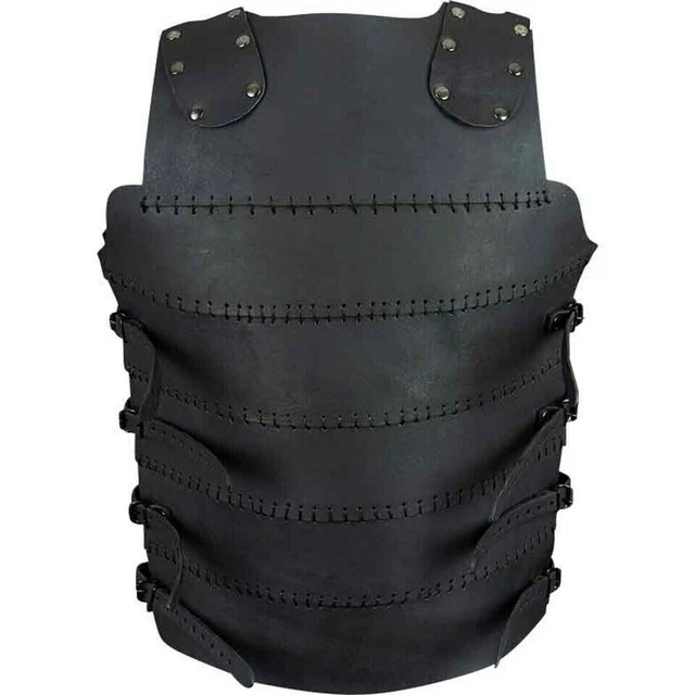 SAMOURAÏ CUIR ARMURE Larp Déguisement Costume Médiéval Noir Leathe EUR