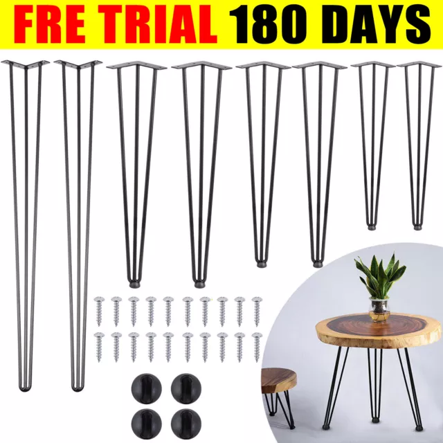 4x Hairpin Legs Hair Pin Legs Set For Furniture Bench Desk Table Metal Steel DIY