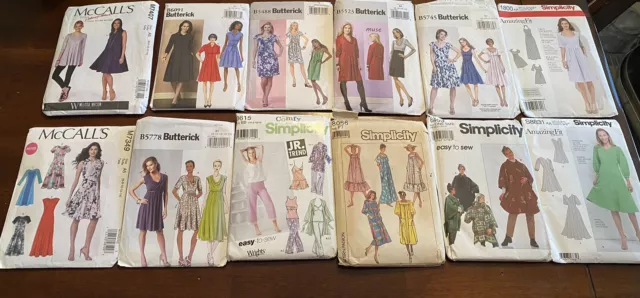 Lot of 12 Women's Sewing Patterns Butterick McCalls Simplicity