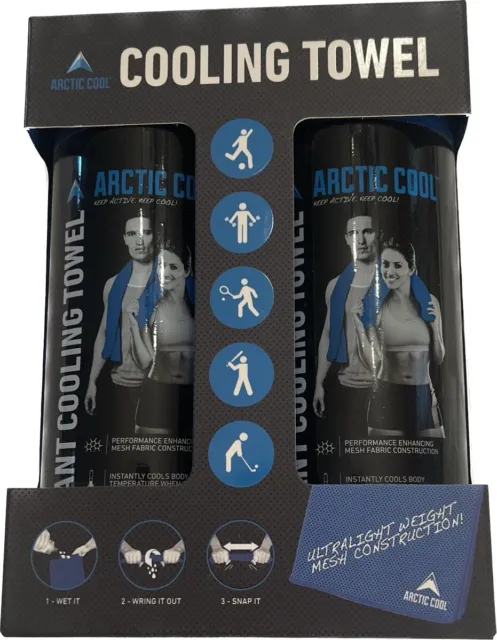 Arctic Cool Instant Cooling Towel Boxed 2-Pack Ultralight Weight