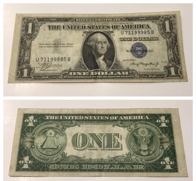 Vintage 1935-A One Dollar Silver Certificate Bill Julian Morgenthau Blue Seal