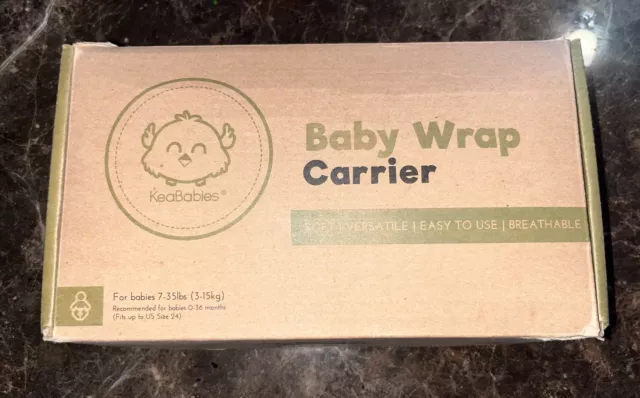 KEAABIES Baby Wrap Portador todo en 1 Elastizado Bebé Bebé Bebé Envoltura Clásico Gris NUEVO