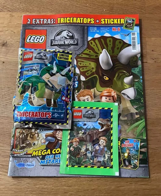 LEGO Jurassic World - Magazin Nr. 6 mit Triceratops und Stickertüte