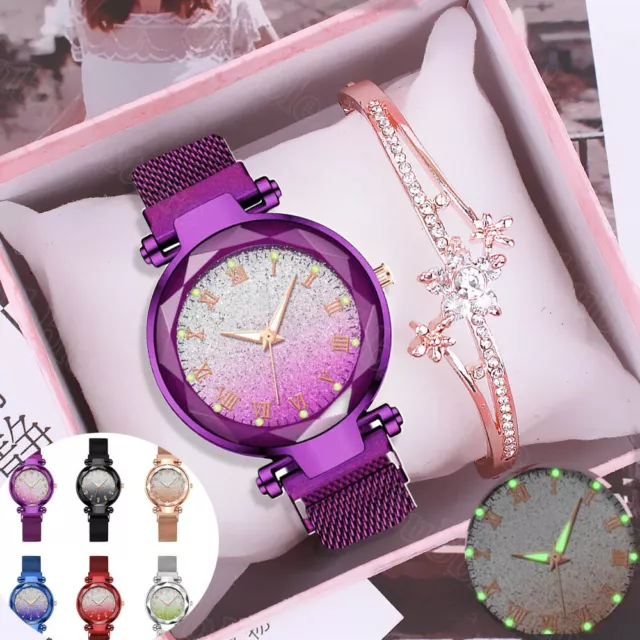 Reloj De Pulsera Color Degradado Para Mujer Joya De Cuarzo redondo inoxidable