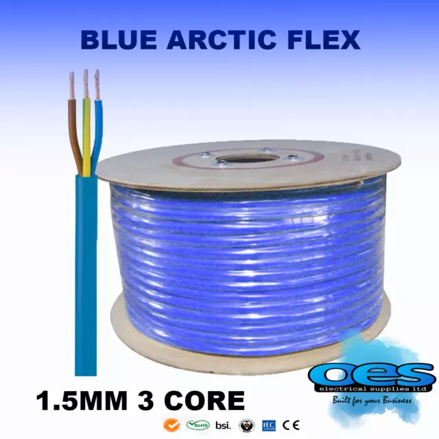 Arctic Grade Blue 3183 Flex Cable 3 Core 1.5Mm Outdoor Camping Caravan Extension