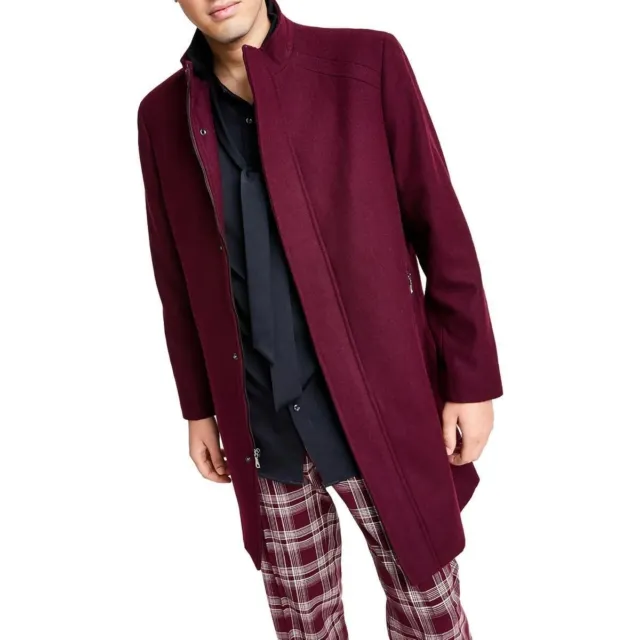 INC International Concepts Mens Kylo Wool Blend Topcoat Port Red  Medium  $179