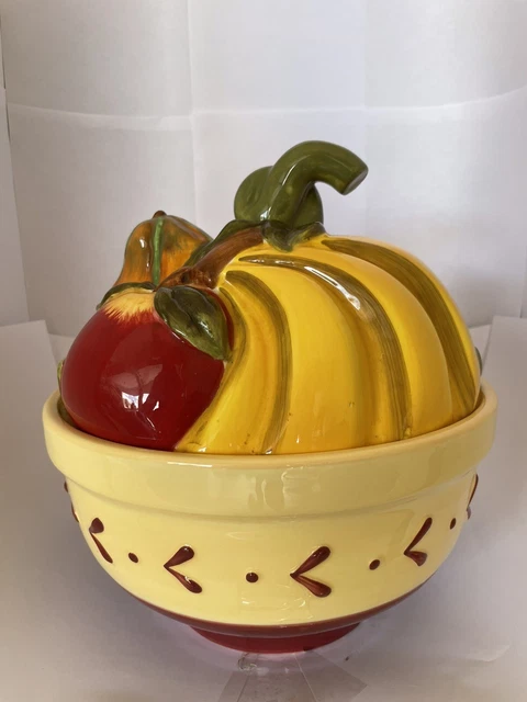 Collectible Fruit Themed Ceramic Cookie Jar / Bowl