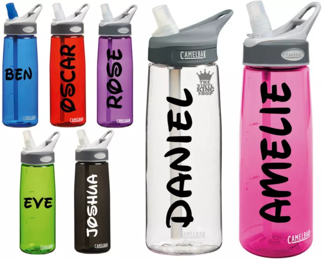 2 x Personalised Name Stickers - Drinks Bottle Gym Bike Water Waltz 2 Font Sport