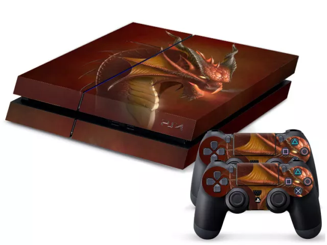 Sony PS4 Playstation 4 Skin Design Aufkleber Schutzfolie Set - Red Dragon Motiv