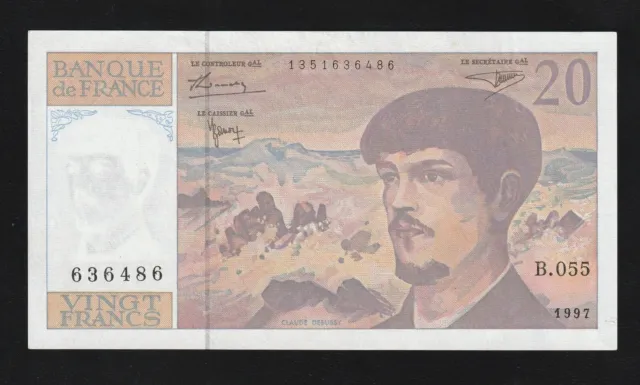 France, 20 francs, 1997, P-151i, last per-Euro, UNC Composer Claude Debussy