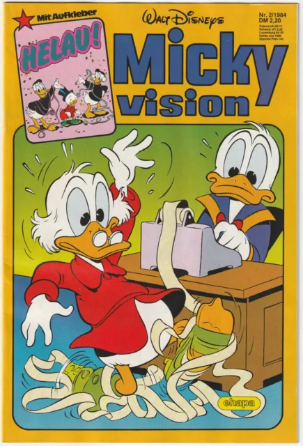 ✪ MICKYVISION #02/1984 + Aufkleber/Sticker, Ehapa COMIC-HEFT Z1/1- *Walt Disney