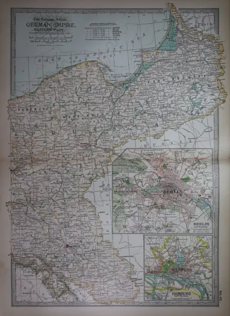 Old 1902 Century Atlas Map ~ EASTERN PART of GERMAN EMPIRE ~ (12x16) -#1155