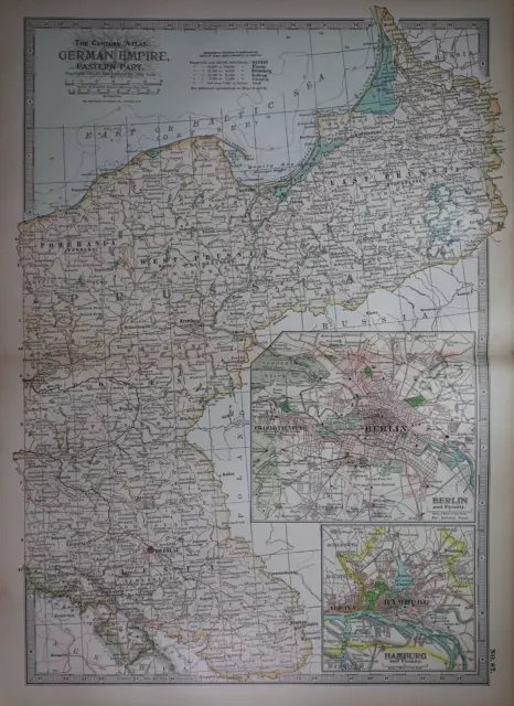 Old 1902 Century Atlas Map ~ EASTERN PART of GERMAN EMPIRE ~ (12x16) -#1155