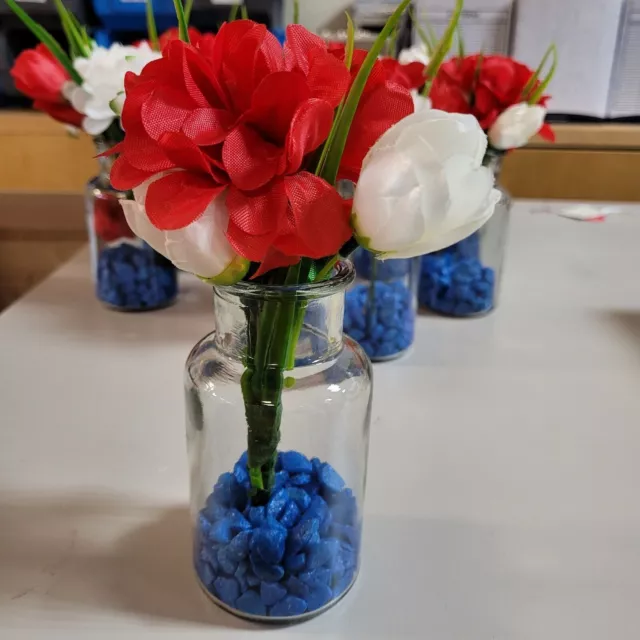 6 x Assorted Table Decorations Job Lot | Flower Jars Union Jack Red Blue White 2