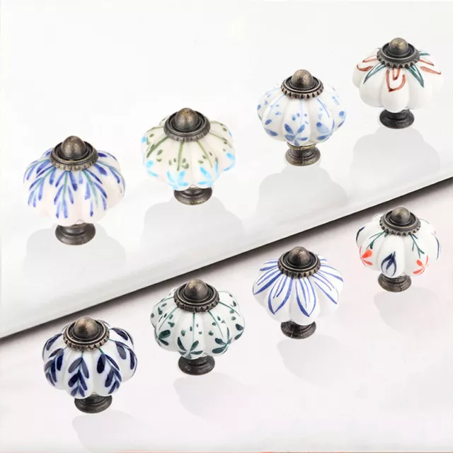 Retro Ceramic Door Knobs Cabinet Knobs Drawer Cupboard Pull Handles Decor Tools
