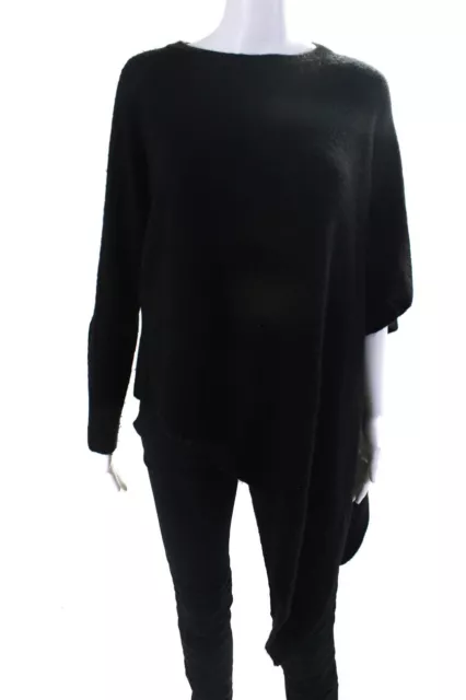 Helmut Lang Womens Long Sleeve Crewneck Asymmetrical Sweater Top Black Size S