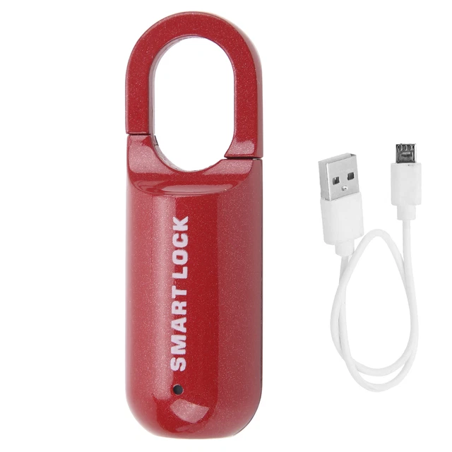 (Rouge) Serrure De Sécurité Sans Clé Antivol DC5V Cadenas à Empreinte
