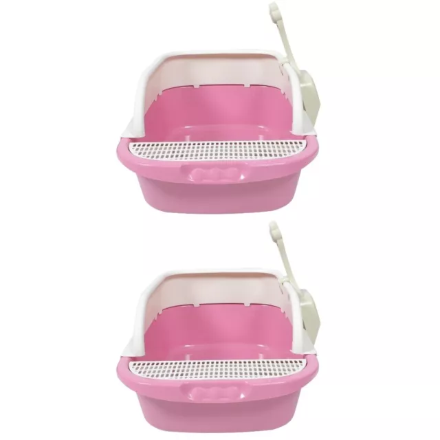 2 Sets of Cat Kitten Toilet Pet Cat Litter Box Kitten Training Potty Detachable